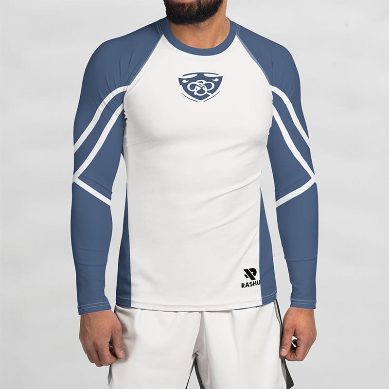 Rashguard Enseigne BJJ Bleu et Blanc - Homme Votre Rash Guard, Votre Mérite | Rashu