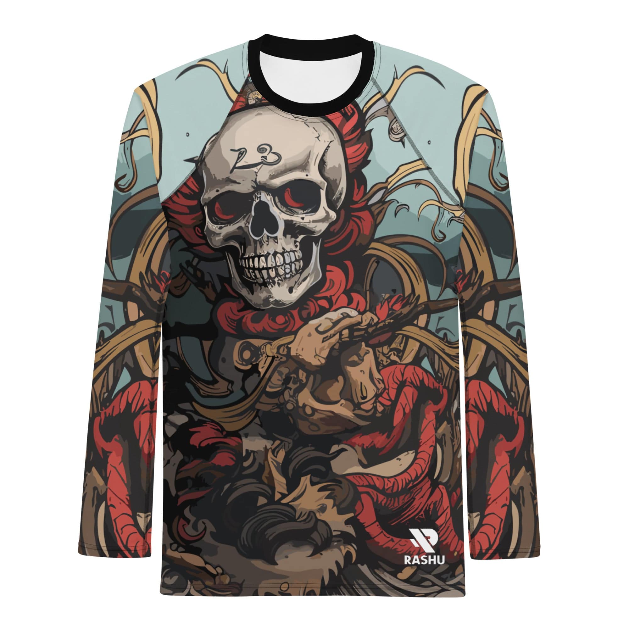 Rashguard Squelette de Pirate - Homme Votre Rash Guard, Votre Mérite | Rashu