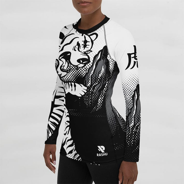 Rashguard Tigre Noir et Blanc - Femme Votre Rash Guard, Votre Mérite | Rashu