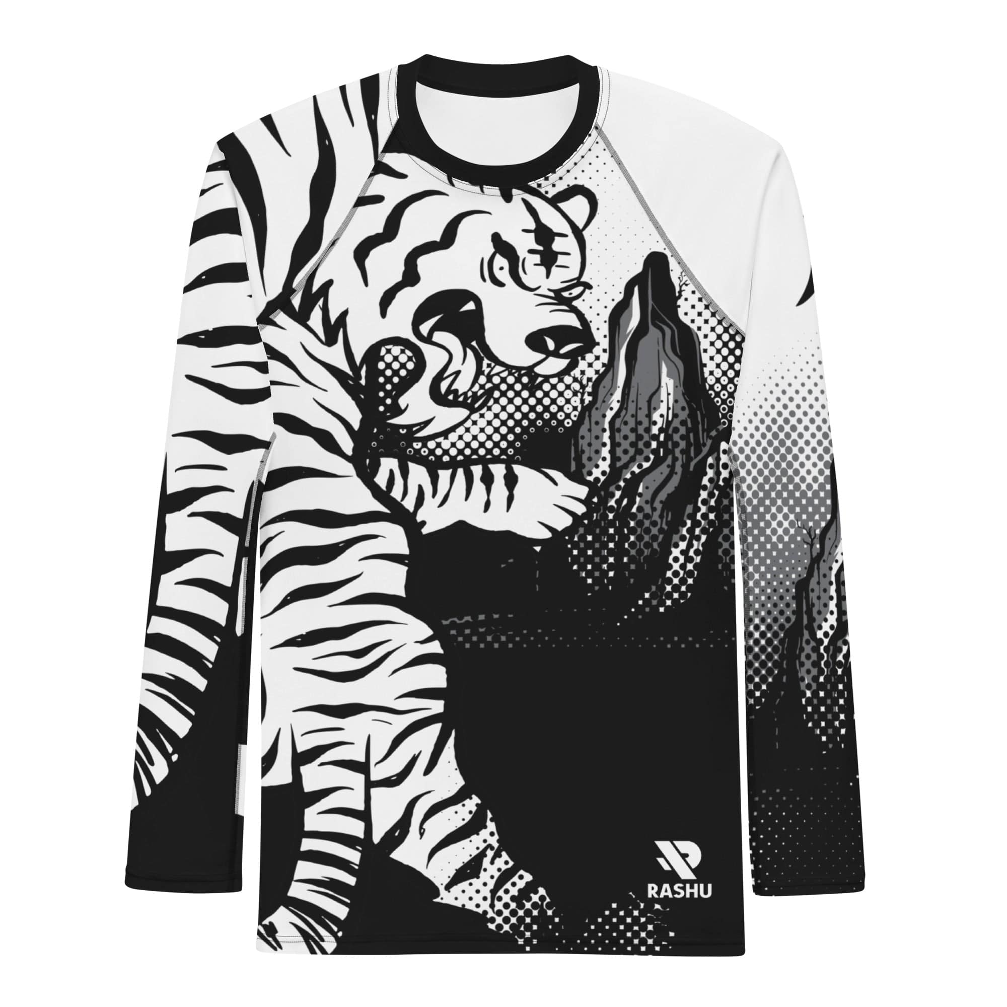 Rashguard Tigre Noir et Blanc - Homme Rashu | Shop de Rash Guards Numéro 1