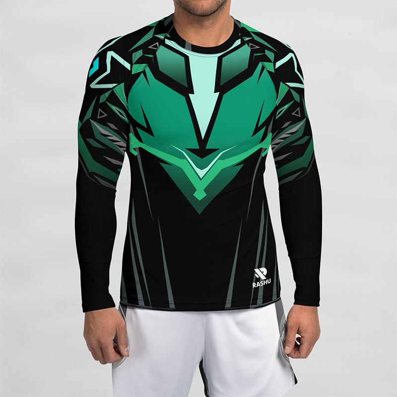 Rashguard Vert et Noir Électrique - Homme Rashu | Shop de Rash Guards Numéro 1